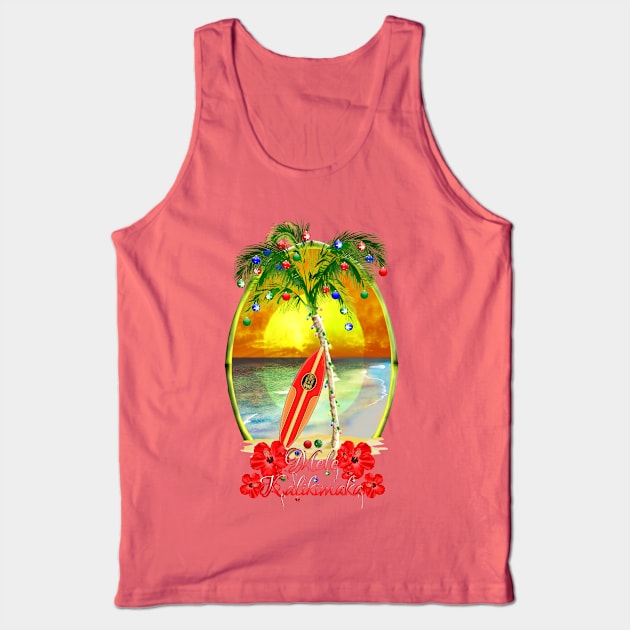 Mele Kalikimaka Hawaiian Surfing Christmas Tank Top by macdonaldcreativestudios